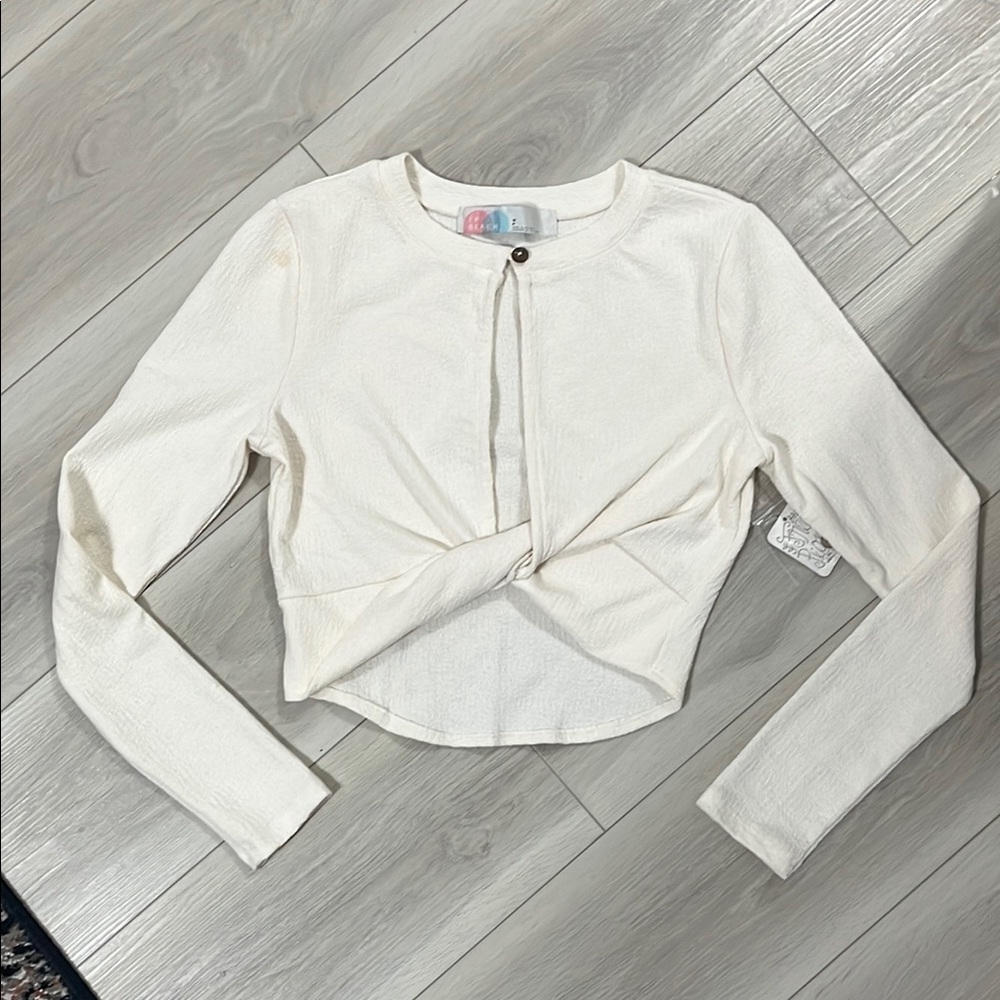 Free People Keyhole Twist Cropped Shirt